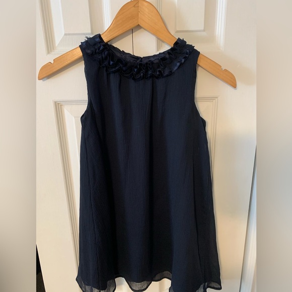 Joe Fresh Navy Ruffle Neck Dress - Picture 1 of 4